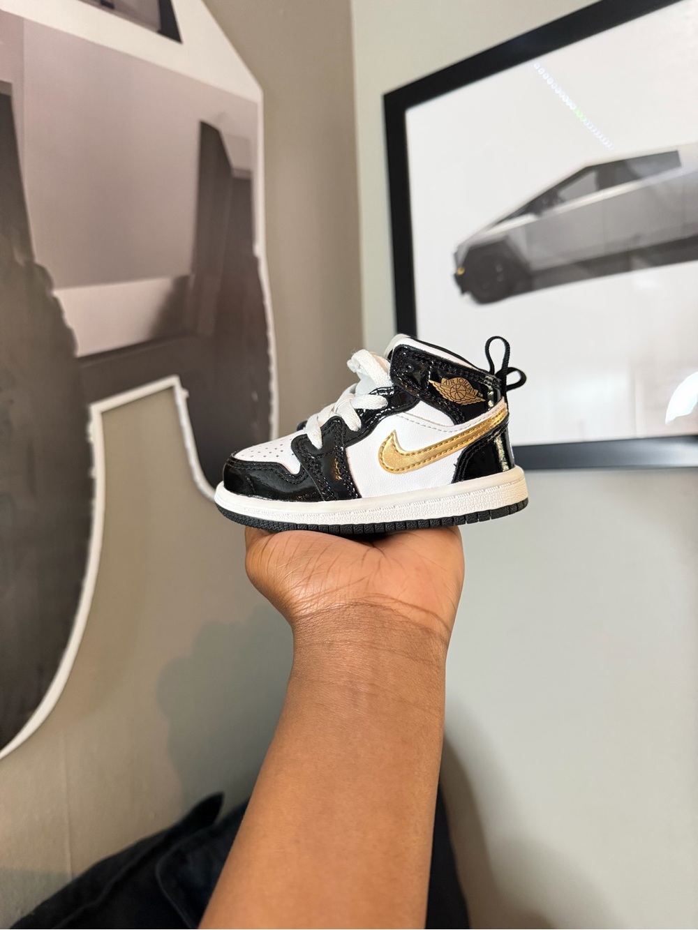 Nike Kids' Black, White & Gold High-Top Sneaker